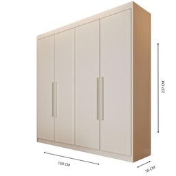 Guarda Roupa 4 Portas Aurora Off White - Móveis Europa - 4