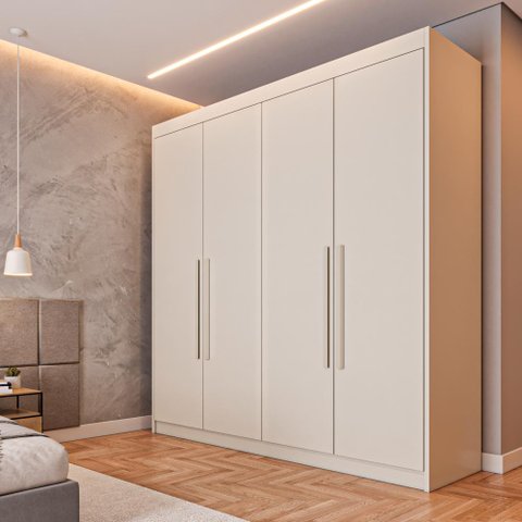 Guarda Roupa 4 Portas Aurora Off White - Móveis Europa