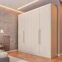 Ver imagem 1 de Guarda Roupa Solteiro 100% MDF 4 Portas 3 Gavetas Aurora - Móveis Europa - Off White