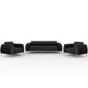 Ver imagem 1 de Kit Sofá 3 Lugares 210cm Com 2 Poltronas Molino Pés D'ouro D02 Linho Chumbo D-465 - Lyam Decor