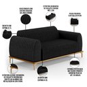 Ver imagem 7 de Kit Sofá 3 Lugares 210cm Com 2 Poltronas Molino Pés D'ouro D02 Linho Chumbo D-465 - Lyam Decor
