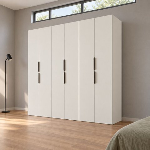 Guarda Roupa Casal Modulado Versa em MDF 6 Portas com 11 Prateleiras 3 Gavetas 1 Cabideiro