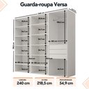 Ver imagem 3 de Guarda Roupa Casal Modulado Versa em MDF 6 Portas com 11 Prateleiras 3 Gavetas 1 Cabideiro