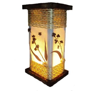 Abajur de Mesa Luminária de Corda com Folhagens Rustico Madeira Sala Quarto Pousada Hotel Vintage