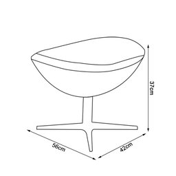 Poltrona Egg com Puff Base Alumínio em Sued Bege Cor Bege - 2