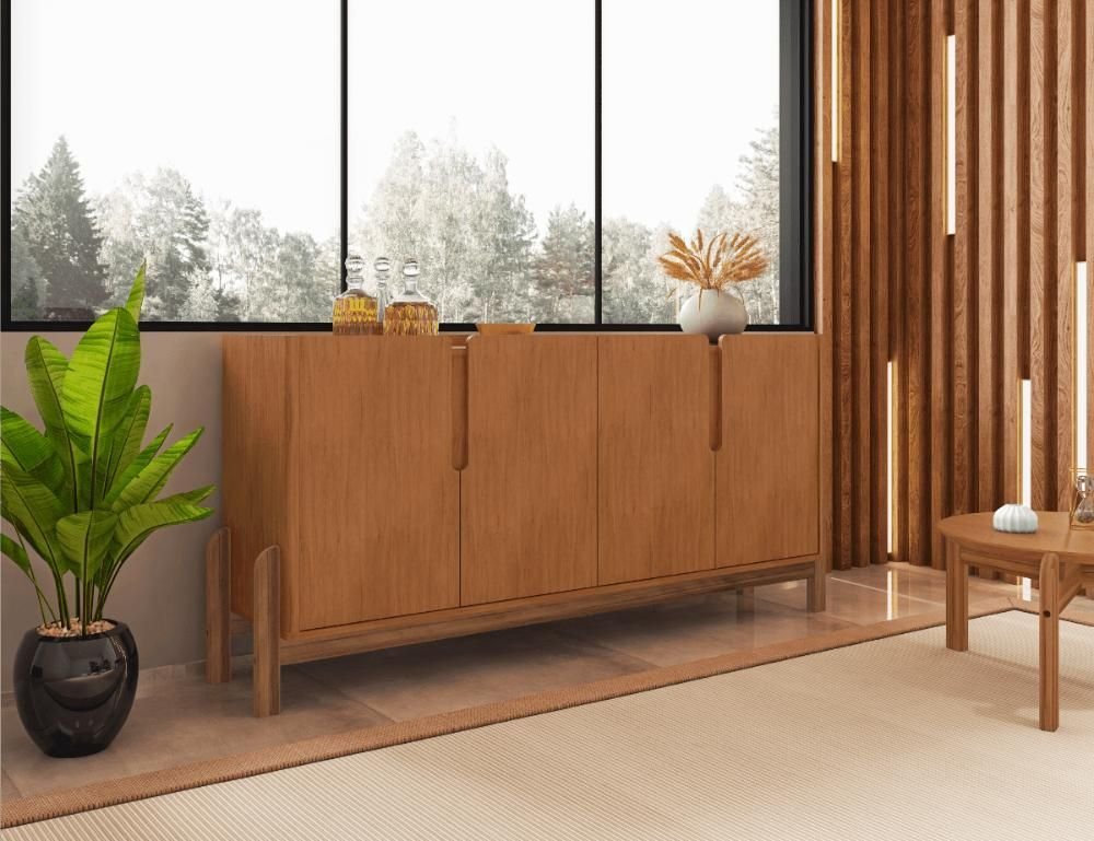Buffet Lizz 170cm 4 Portas C/ 6 Espaços Internos Cedro