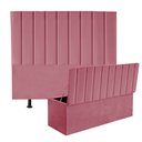 Ver imagem 1 de Kit Cabeceira e Calçadeira Baú King 195cm Carla Suede Rosa - D A DECOR