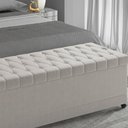 Ver imagem 3 de Puff Élan 90cm em Linho com Rodízios e Botão Cristal Elegante com Articulador Larbelle Móveis