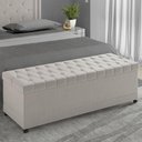 Ver imagem 2 de Puff Élan 90cm em Linho com Rodízios e Botão Cristal Elegante com Articulador Larbelle Móveis