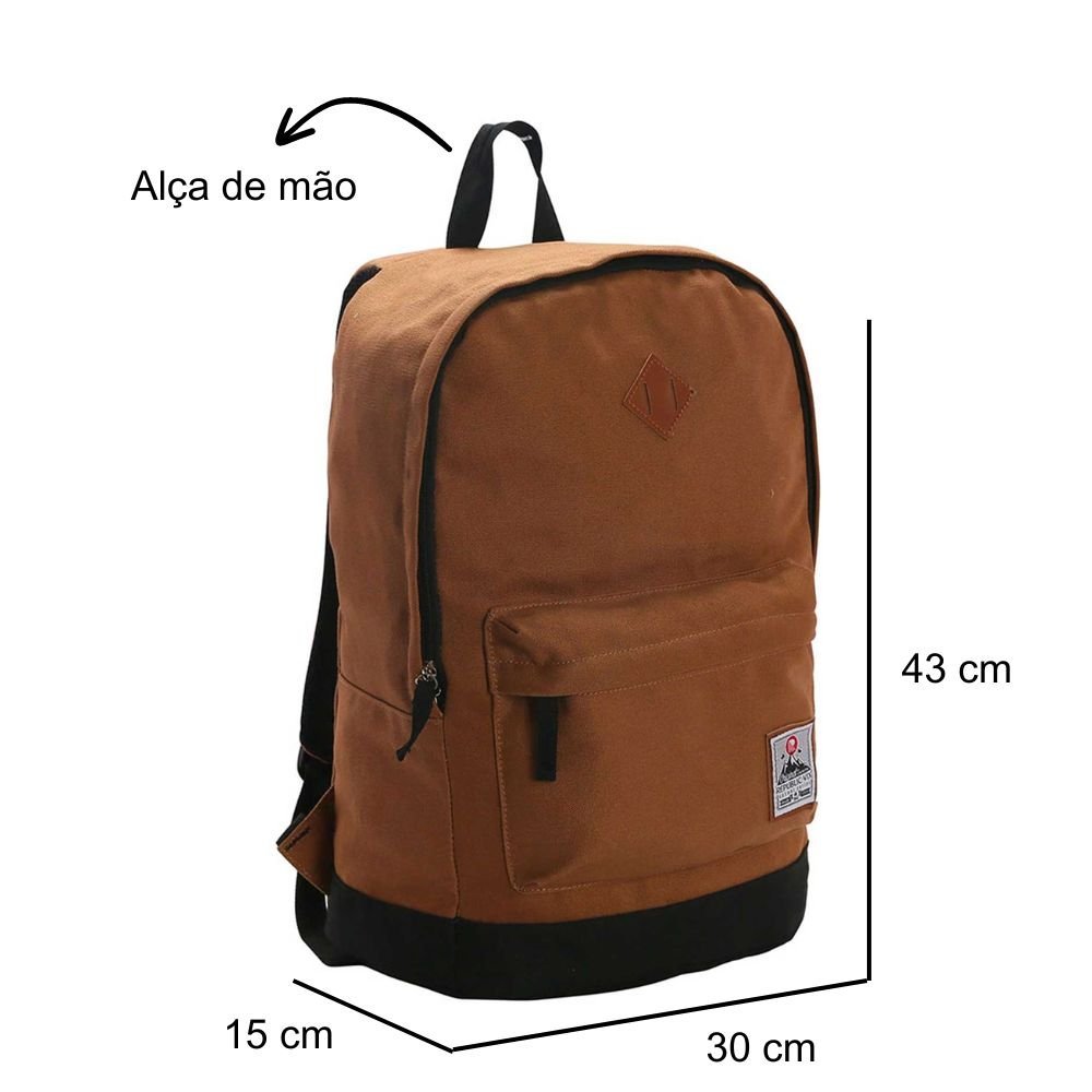 Mochila de Costas Casual Canvas Teen Republic Vix Marrom Mochila de Costas Casual Canvas Teen Republ - 3