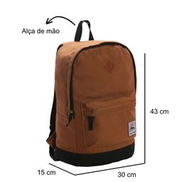 Mochila de Costas Casual Canvas Teen Republic Vix Marrom Mochila de Costas Casual Canvas Teen Republ - 3