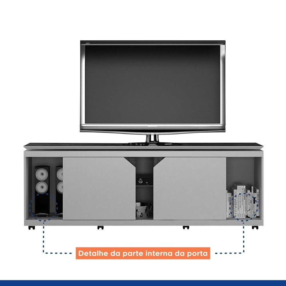 Rack para TV até 70 Polegadas 2 Portas 1 Prateleira Florença ...