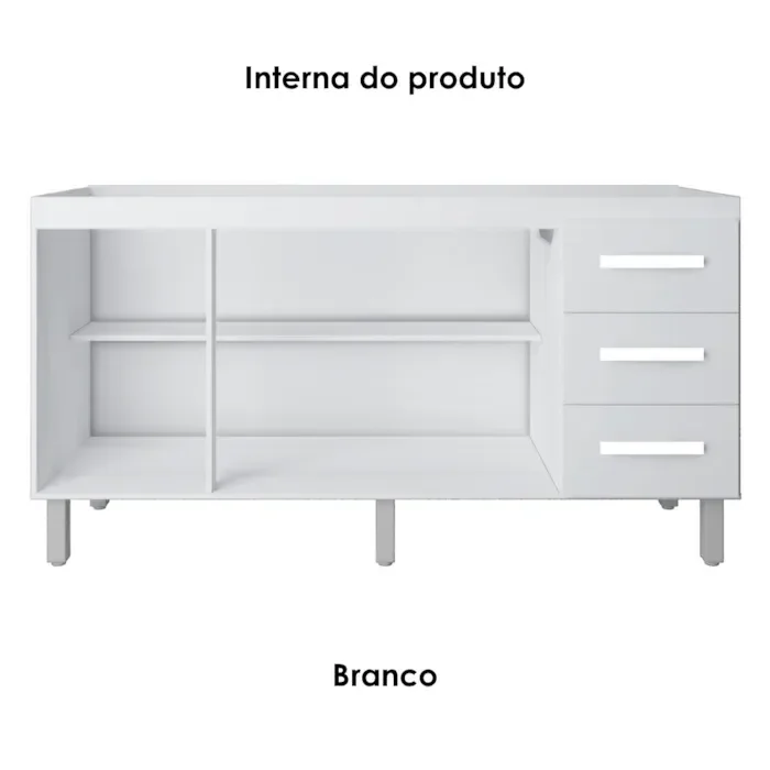 Ver imagem 5 de Balcao para Pia 3p 3g 160 Cm Emily Branco Mobbs