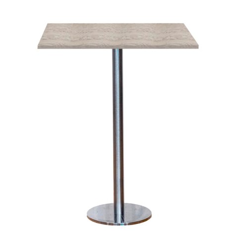 Mesa Pisa Beta Bistrô Fratini 107,50cm (a) Disco Redondo Inox Tampo Mdp Quadrado Castanheira 70cm(l
