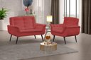 Ver imagem 2 de Conjunto Poltrona Monica 2 Lugares e 1 Lugar - Vermelho Pena
