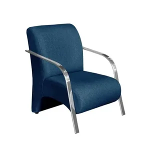 Poltrona Suede Vênus Decorativa Braço de Alumínio:azul