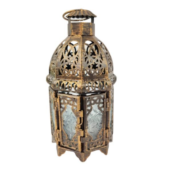 Lanterna Decorativa Dourada 21x10cm Envelhecida Marroquina - 1