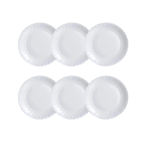 Jogo de Prato Raso 27cm Branco - Arcoroc Feston (6 Peças)
