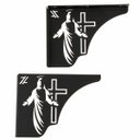 Ver imagem 1 de Mãos Francesas Pretas Decorativas 20cm Jesus Cristo Cruz em Aço Ornamentada