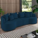 Ver imagem 2 de Sofá 4 Lugares Orgânico Sala de Estar Living 290cm Ekos K01 Veludo Azul Marinho - Lyam Decor