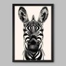 Quadro Animal Zebra Black And White - 60x40cm - Moldura Caixa Preto - 1