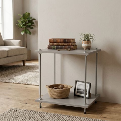 Mesa de Cabeceira Suspensa Cinza Mdf Quarto Mesa de Cabeceira Estilo Industrial Pequena Baixo Retro