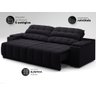 Sofá com Porta Copos Carregador Usb Ret Rec Samurai 2,30m Velosuede Preto - Netsofas - 6