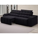 Ver imagem 2 de Sofá com Porta Copos Carregador Usb Ret Rec Samurai 2,30m Velosuede Preto - Netsofas