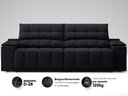 Ver imagem 5 de Sofá com Porta Copos Carregador Usb Ret Rec Samurai 2,30m Velosuede Preto - Netsofas