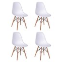 Ver imagem 4 de Conjunto de Mesa de Jantar Eames Eiffel Redonda 90cm Tampo de Madeira Branco com 4 Cadeiras Brancas