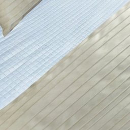 Peseira Drapeada Line Dupla Face em Veludo Bege Cama Solteiro - 1