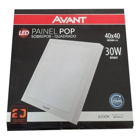 Plafon Sobrepor Quadrado LED 30W (40x40) Branco Frio Avant