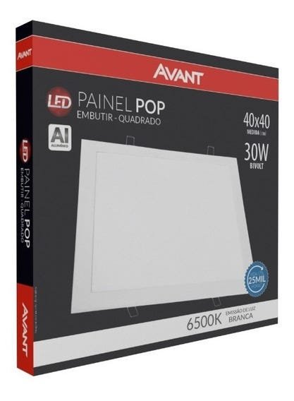 Plafon Embutir Quadrado LED 30W (40x40) Branco Frio Avant - 1
