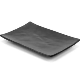 Jogo de 6 Pratos de Sushi Melamina Retangulares 20x14cm Preto Gourmet Mix Travessas para Servir - 4