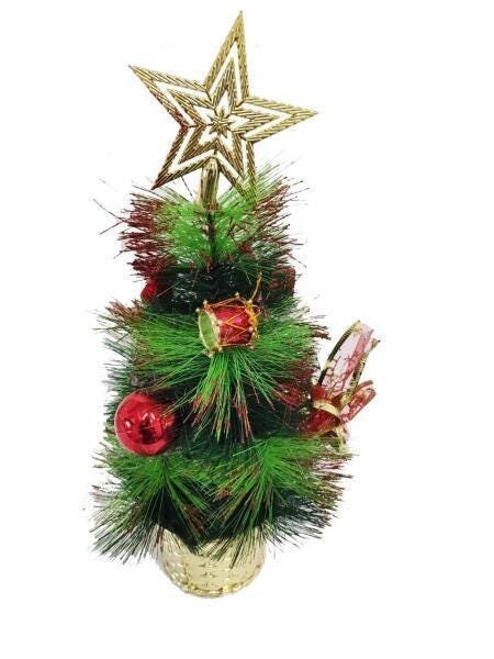 Arvore De Natal De Mesa Luxo Verde Dourado 35 Cm Premium - 5