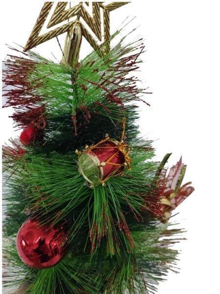 Arvore De Natal De Mesa Luxo Verde Dourado 35 Cm Premium - 4