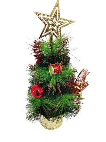 Arvore De Natal De Mesa Luxo Verde Dourado 35 Cm Premium - 2