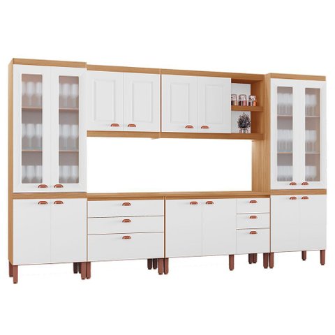 Cozinha Viena Modulada Composta por 06 Módulos 100% Mdf com Paneleiros e Balcões