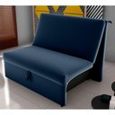 Ver imagem 1 de Sofá Cama Kaleb 2 Lugares 113cm Azul Veludo Matrix Madeira Eucalipto Espuma D20