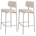 Ver imagem 1 de Kit 02 Banquetas Alta Bar Cozinha Sala de Jantar Aço Branco Kaira C01 Linho Palha - Lyam Decor