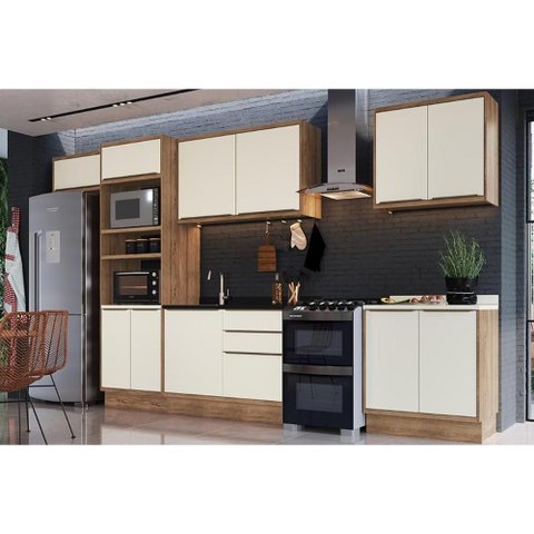 Cozinha Modulada Herval 7 Peças Versalis C7p167 Freijo/cinza Argila