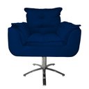 Ver imagem 2 de Kit 2 Poltronas Decorativa Clínica Com Base Giratória de Metal Opala Suede Azul Marinho - LM DECOR