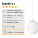 Ver imagem 3 de Pendente Globo Esfera de Vidro Branco Fosco 14cm - Branco - 2532-14-4