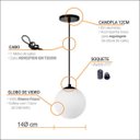 Ver imagem 5 de Pendente Globo Esfera de Vidro Branco Fosco 14cm - Branco - 2532-14-4