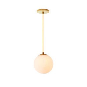 Pendente Globo Esfera de Vidro Branco Fosco 14cm - Ouro - 2532-14-14