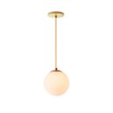 Ver imagem 1 de Pendente Globo Esfera de Vidro Branco Fosco 14cm - Ouro - 2532-14-14