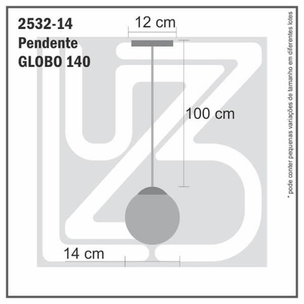 Pendente Globo Esfera de Vidro Branco Fosco 14cm - Ouro - 2532-14-14 - 7