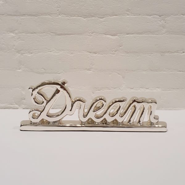 Palavra Dream prata em cerâmica 35x12x4 cm - 1