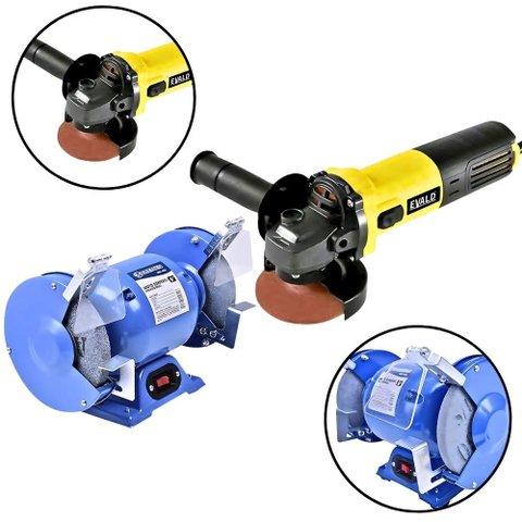 Kit Moto Esmeril 6 Pol 1/2 Hp e Esmerilhadeira Angular 4.1/2 Pol Evald-110v