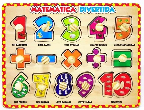 Brinquedo Educativo Matemática Números e Sinais Encaixe Montessori - 8619.9 - MN MANINHO ARTESANATOS - 1